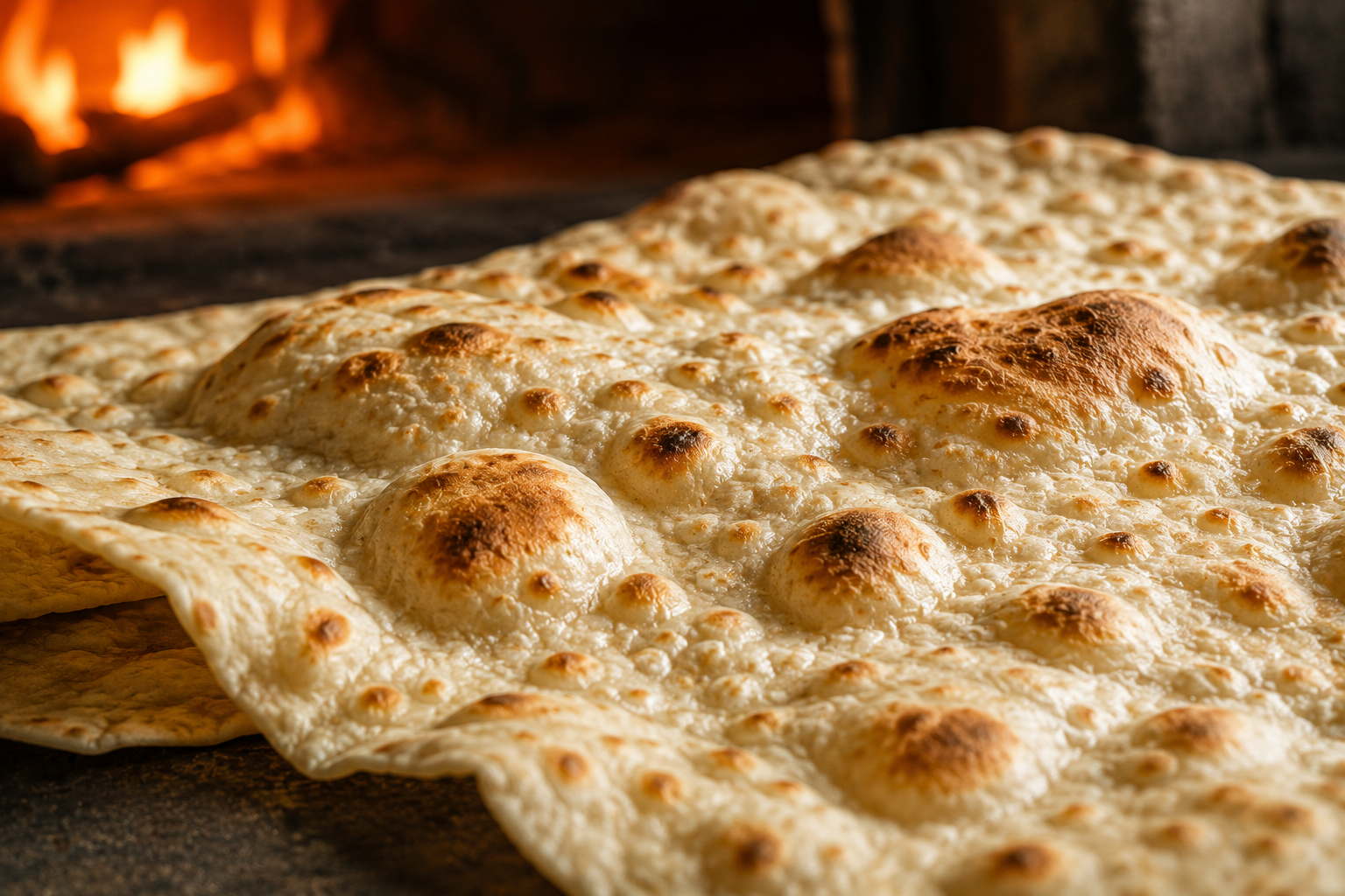 The blistered surface that comes from a hot oven